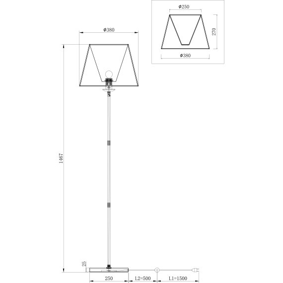 Торшер с абажуром Freya FR1006FL-01G Forte под лампу 1xE27 40W