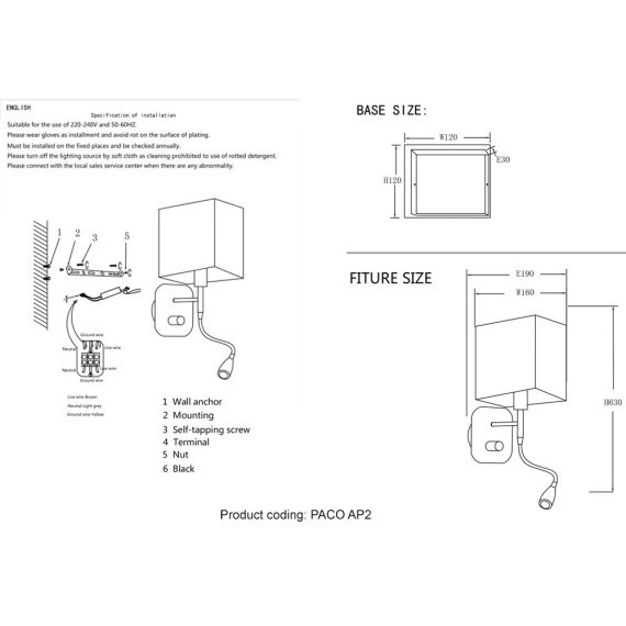 Бра Crystal Lux PACO AP2 CHROME/BLACK