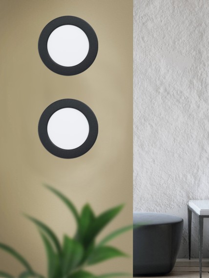 99157 Светодиодный встраиваемый светильник FUEVA 5, 5,5W (LED), ?117, ET26, 700lm, 4000K, сталь, черный/пл