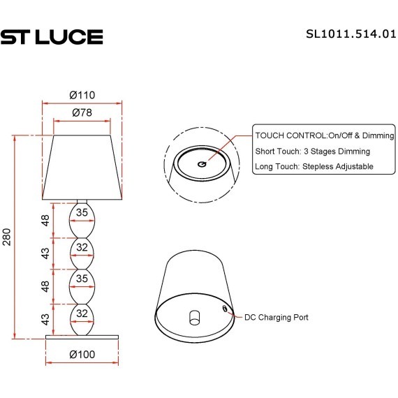 SL1011.514.01 Прикроватная лампа ST-Luce Белый, Золотистый/Белый LED 1*3W 3000-6000K EASE