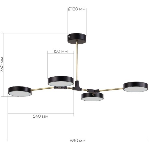 SLE6004-402-04 Светильник потолочный Черный, Латунь/Черный LED 4*10W MONTA