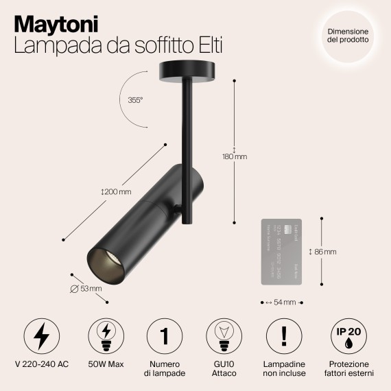 Накладной потолочный светильник Maytoni C020CL-01B Elti под лампу 1xGU10 50W