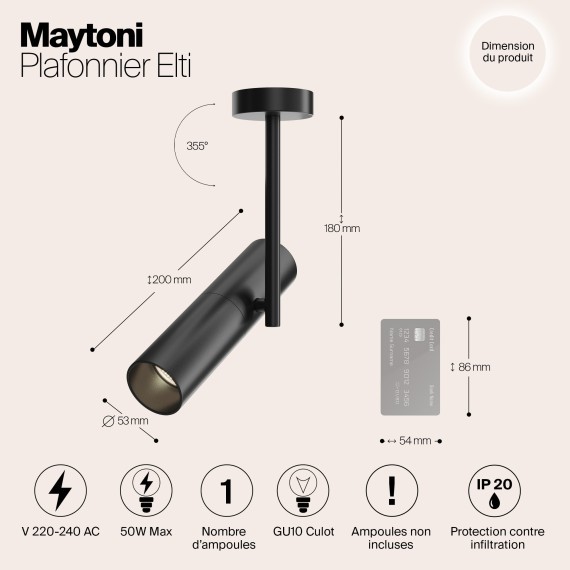 Накладной потолочный светильник Maytoni C020CL-01B Elti под лампу 1xGU10 50W