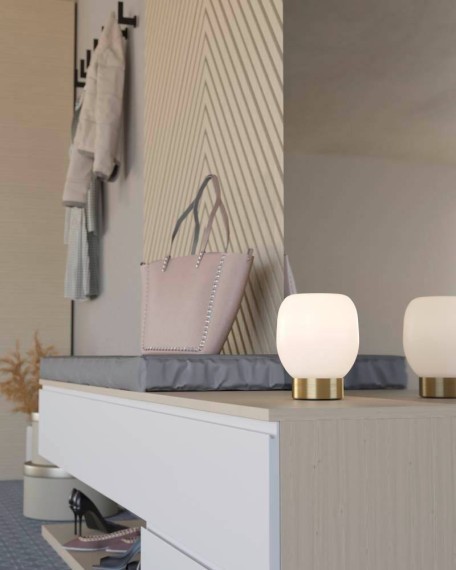 900307 MANZANARES Настольная лампа с выключателем, 1xE27, 40Вт, сталь/латунь/стекло, золотой/белый, H180, Ø145