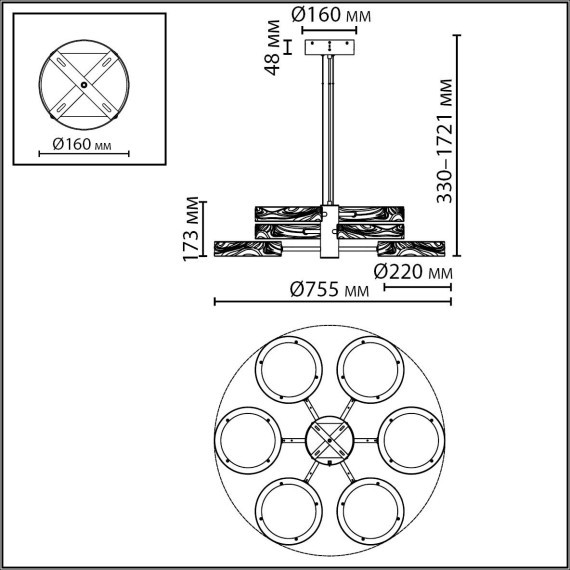 Подвес LED x 99W 2000К/3000K/4000K/переключ. RIVIERA 5450/99LA
