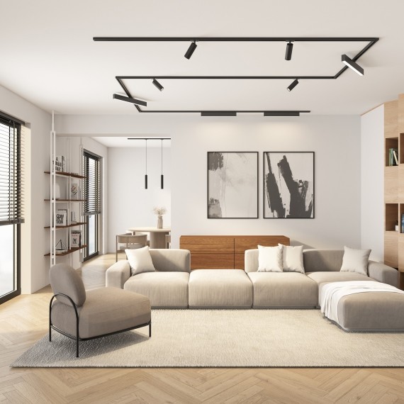 Трековый однофазный двужильный черный светильник DK6210-BK GU10