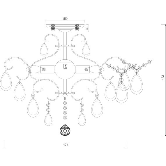 Люстра потолочная Freya FR2302-CL-04-WG Chabrol под лампы 4xE14 40W