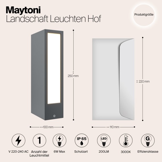 Уличный наземный светильник Maytoni O422FL-L6GF Hof IP65 светодиодный LED 6W