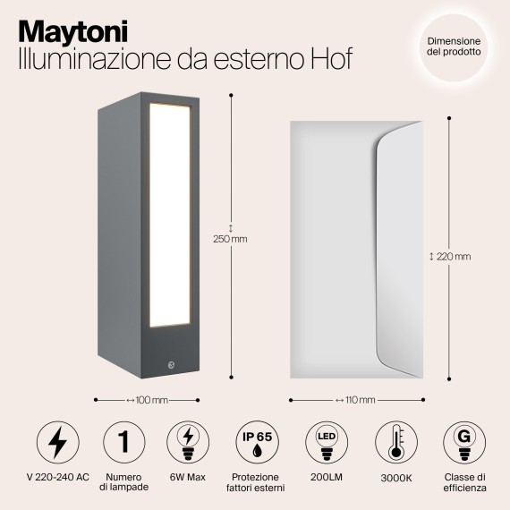 Уличный наземный светильник Maytoni O422FL-L6GF Hof IP65 светодиодный LED 6W