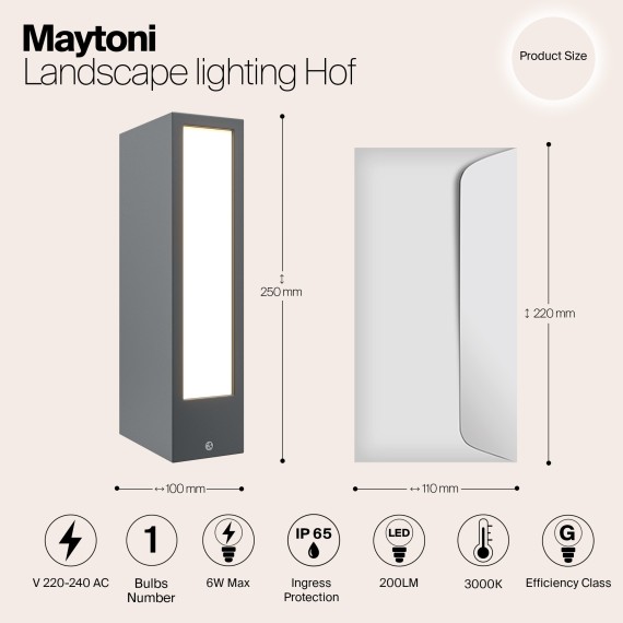 Уличный наземный светильник Maytoni O422FL-L6GF Hof IP65 светодиодный LED 6W