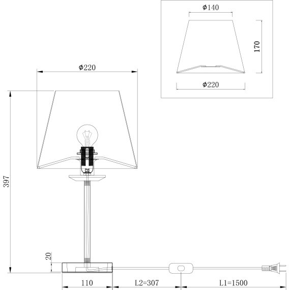 Интерьерная настольная лампа с выключателем Forte FR1006TL-01G