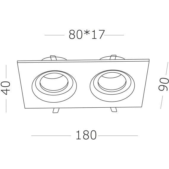 ST255.428.02 Св-к встр. Черный GU10 2*50W  IP65 L180xW90xH40 220V Без ламп Встраиваемые светильники