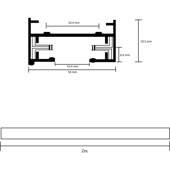 2м белый однофазный двужильный накладной шинопровод Maytoni TRX001-112W