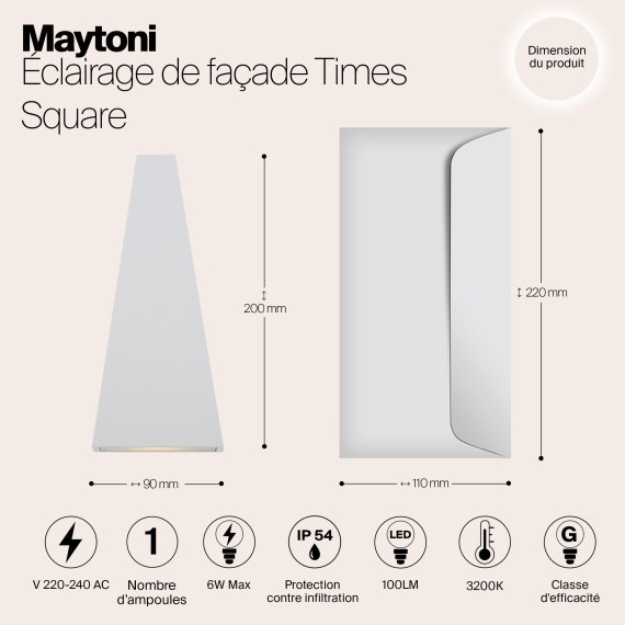 Уличный настенный светильник Maytoni O580WL-L6W Times Square IP54 светодиодный LED 6W