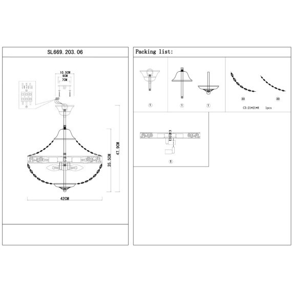 SL669.203.06 Люстра подвесная ST-Luce Французское золото/Прозрачный E14 6*40W ANTICATO