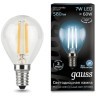105801207 Лампа Gauss LED Filament Шар E14 7W 580lm 4100K 1/10/50