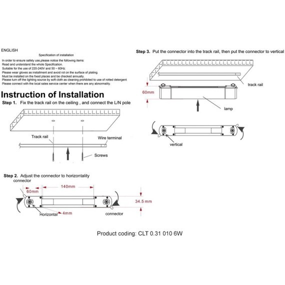 Однофазный двужильный светодиодный трековый светильник Crystallux CLT 0.31 010 6W BL T4000K 4000К 480Лм CRI80+ 24° 6Вт