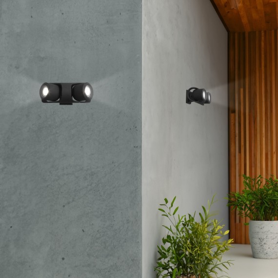 SL093.401.02 Светильник уличный настенный ST-Luce Черный/Черный, Прозрачный G5,3 2*3W ROUND