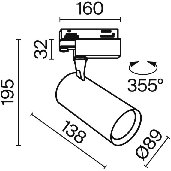 Трековый светильник трехфазный 220V светодиодный Vuoro TR029-3-26W3K-S-B