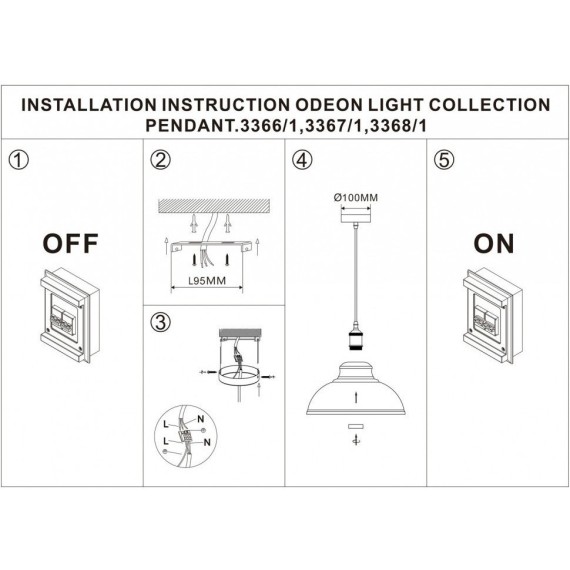 Подвесной светильник с 1 плафоном Odeon Light 3367/1 MIRT под лампу 1xE27 60W
