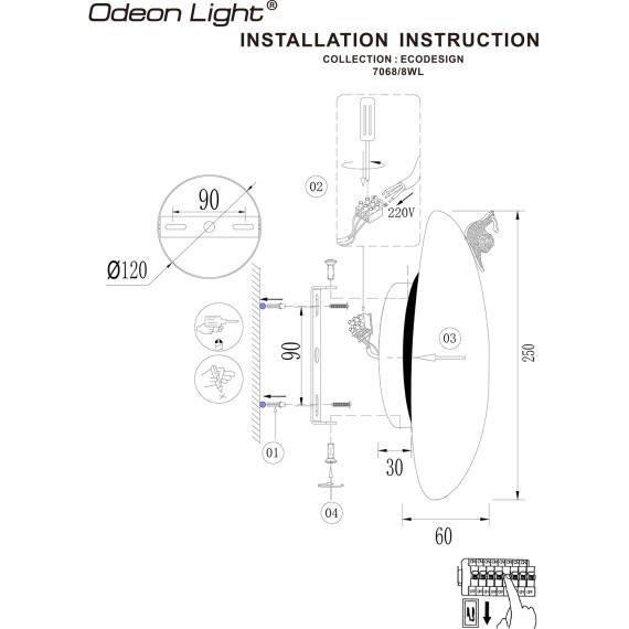 Настенный светильник ODEON LIGHT  IP20 LED 8W 390Лм 3000K VALLEY 7068/8WL