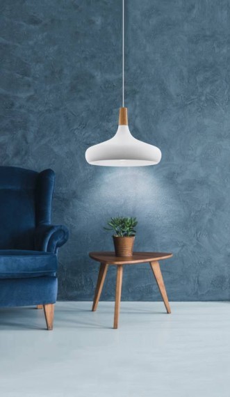 901179 SABINAR Подвесной светильник с 1 лампой E27, 40Вт, белый/дерево, коричневый