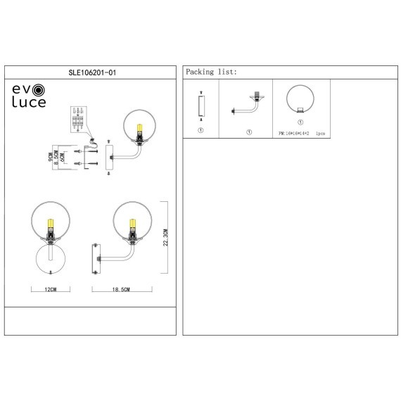 SLE106201-01 Светильник настенный ST-Luce Золотистый/Белый G9 LED 1*5W REDJINO