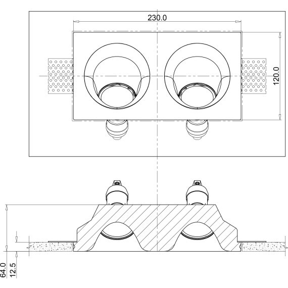 Гипсовый светильник под покраску Maytoni DL002-1-02-W Gyps Modern под лампы 2xGU10 35W