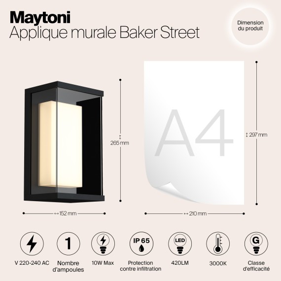 Уличный настенный светильник Maytoni O021WL-L10B4K Baker Street IP65 светодиодный LED 10W