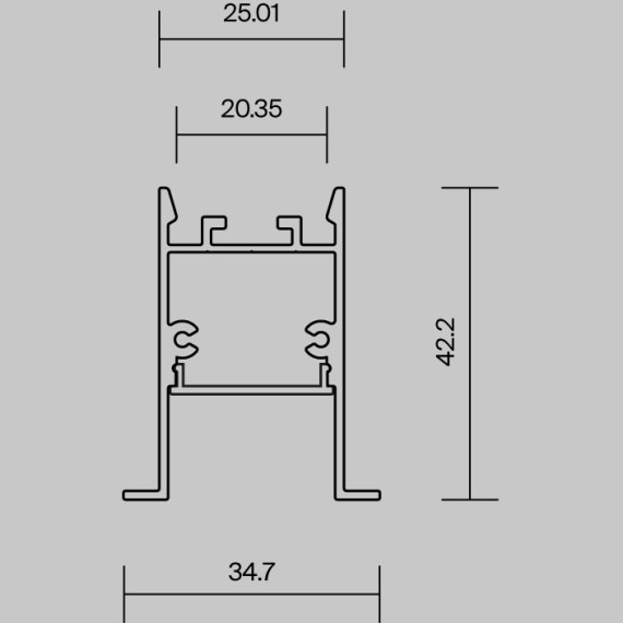 Алюминиевый профиль встраиваемый скрытого монтажа 35x42 (Черный, 2 м), 632015