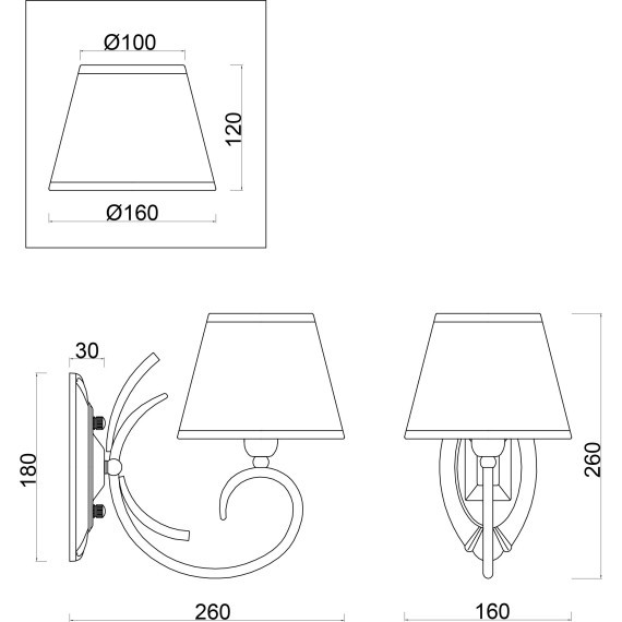 Бра Freya FR2013WL-01G Gisela под лампу 1xE14 40W