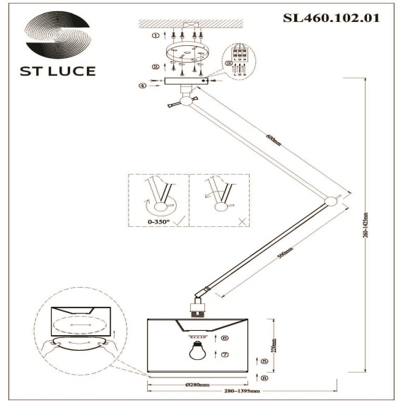 SL460.102.01 Светильник потолочный ST-Luce Хром/Белый E27 1*60W (из 2-х коробок) MARCIA
