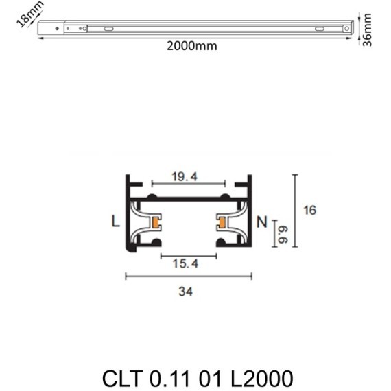 2м белый однофазный двужильный накладной шинопровод Crystal Lux CLT 0.11 01 L2000 WH