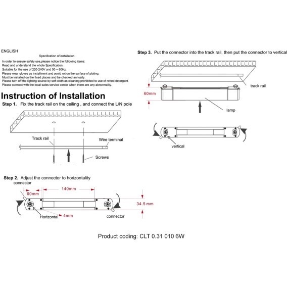 Однофазный двужильный светодиодный трековый светильник Crystallux CLT 0.31 010 6W BL M4000K 4000К 480Лм CRI80+ 120° 6Вт