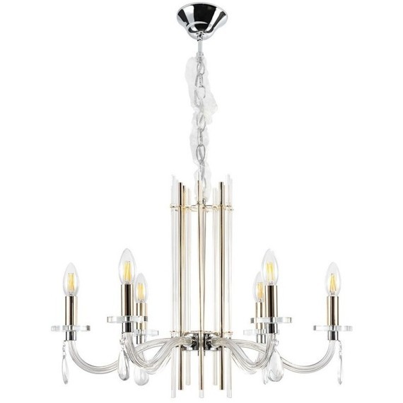 Люстра Crystal Lux AURELIO SP6 GOLD+CHROME/TRANSPARENT
