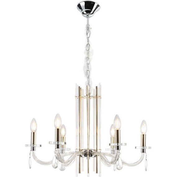 Люстра Crystal Lux AURELIO SP6 GOLD+CHROME/TRANSPARENT