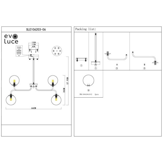 SLE106203-06 Светильник подвесной ST-Luce Золотистый/Белый G9 LED 6*5W REDJINO
