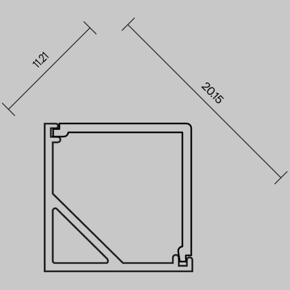 Рассеиватель для профиля 16×16 (Угол, Чёрный, 2 м), ALM-1616S-B-DF-2M 642028