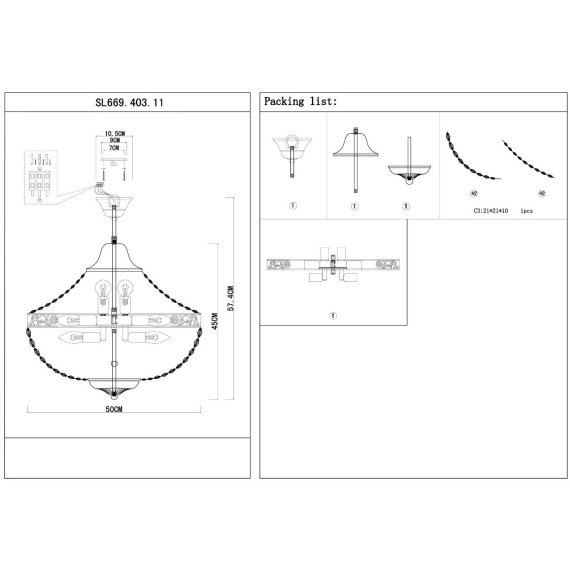 SL669.403.11 Люстра подвесная ST-Luce Черное золото/Прозрачный E14 11*40W ANTICATO