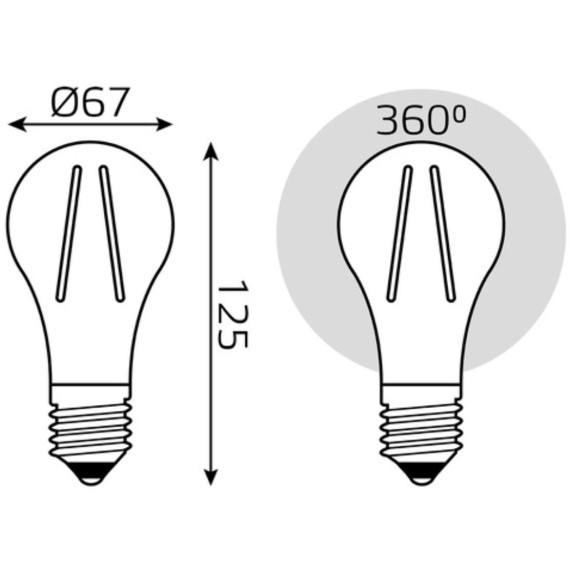102902130 Лампа Gauss Filament А70 30W 3000lm 2700К Е27 LED 1/10/40