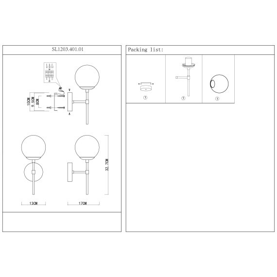 SL1203.401.01 Бра ST-Luce Бронза,Черный/Белый E27 1*40W LIMANO