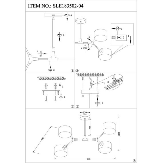 SLE183502-04 Светильник потолочный Белый/Белый E14 4*60W GIMENTO
