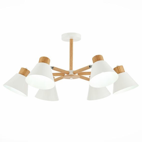 SLE103702-06 Светильник потолочный Светлое дерево, Белый/Белый E27 6*60W BUVE