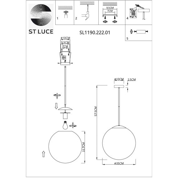SL1190.222.01 Светильник потолочный ST-Luce Золотистый/Прозрачно-белый E27 1*60W CASSIUS