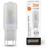14913 Лампа Gauss Elementary G9 AC220-240V 3W 240lm 3000K пластик LED 1/10/200