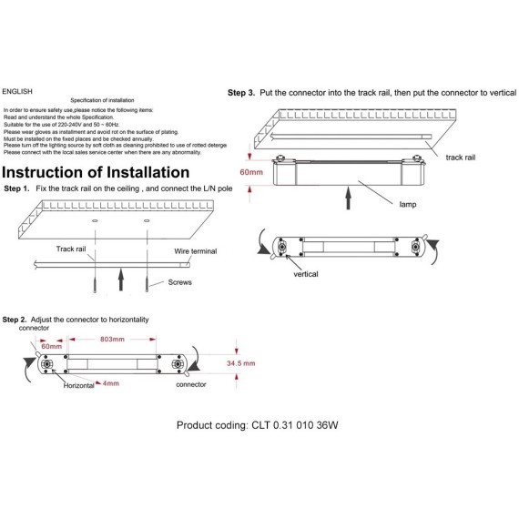 Однофазный двужильный светодиодный трековый светильник Crystallux CLT 0.31 010 36W BL M4000К 4000К 2880Лм CRI80+ 120° 36Вт
