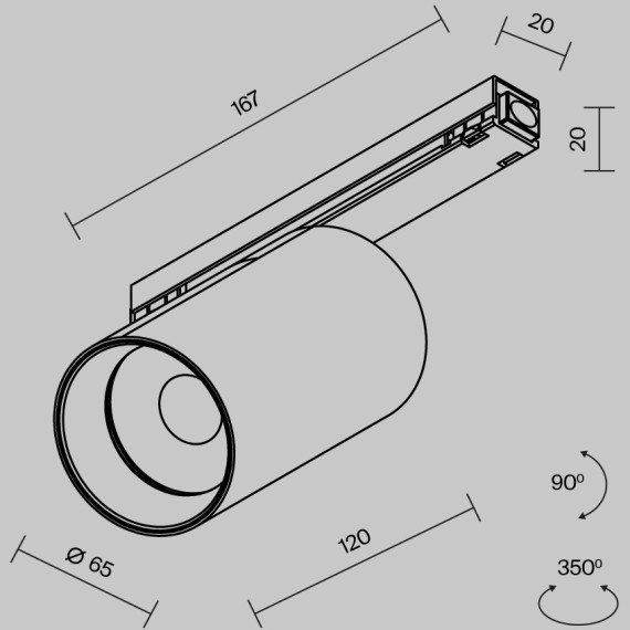 Уличный трековый светильник Maytoni Focus Led Exility IP 4000К 20Вт 36° O-TR02-1-S-20WB4K