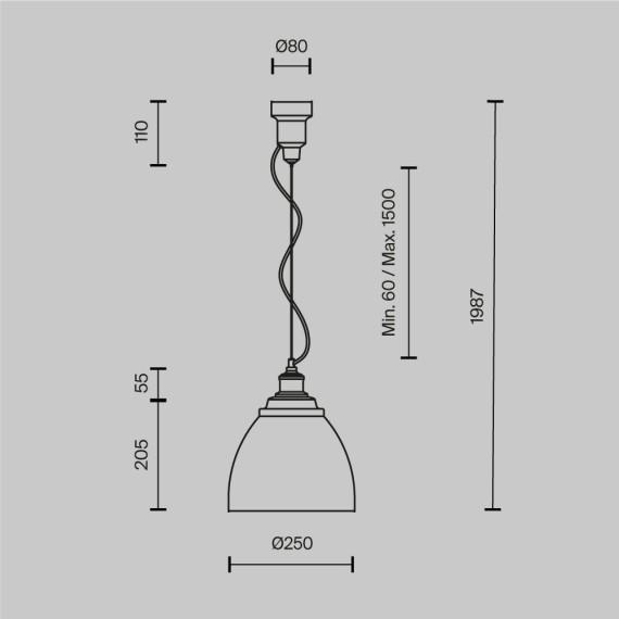 Подвесной светильник с 1 плафоном Maytoni P534PL-01B Bellevue под лампу 1xE27 60W