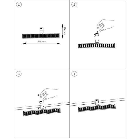 270147 Черный светодиодный поворотный линейный трековый светильник с антибликовым эффектом 48V 18Вт 900Лм CRI90 4000K 24° Due Hermes Lightstar