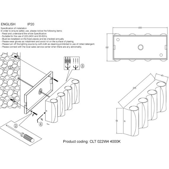 Бра Crystal Lux CLT 022W4 BL-GO 4000K